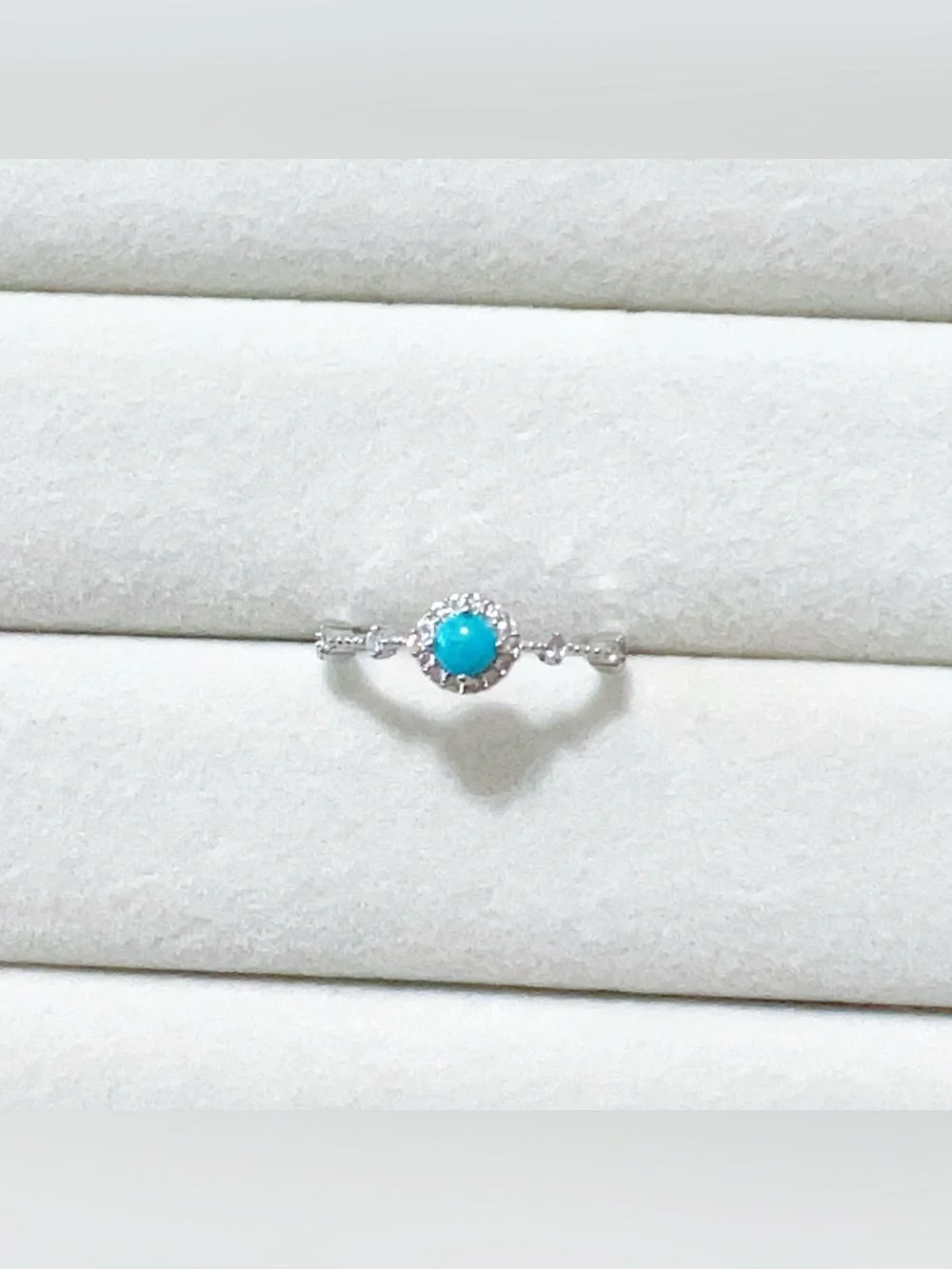 Natural Dainty Turquoise Stone Ring | Silver Plated | One Size Adjustable